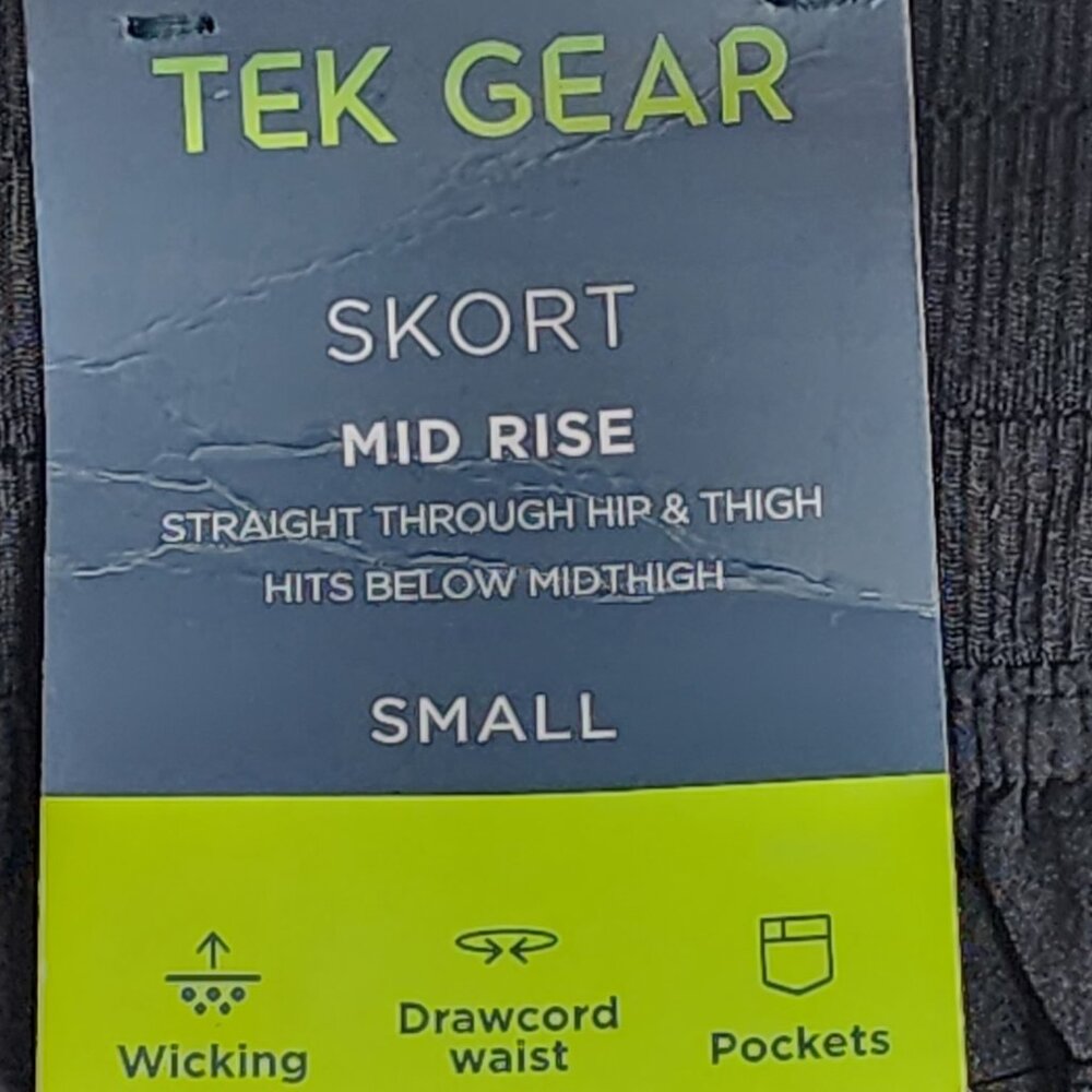 Tek Gear Mineral Black Mid Rise Wicking Drawstring Pocketed Poly Span Skort Sz S - Picture 12 of 16